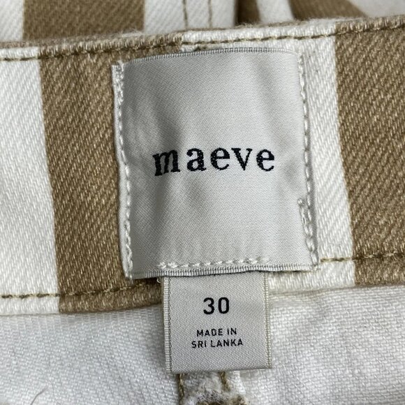 Maeve Women’s High-Rise Wide-Leg Jeans – Khaki Brown/White Stripe – Size 30 - Picture 3 of 9